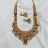 Nakshi work with Coral Beads Bridal Haram - Nakshatra Jewels
