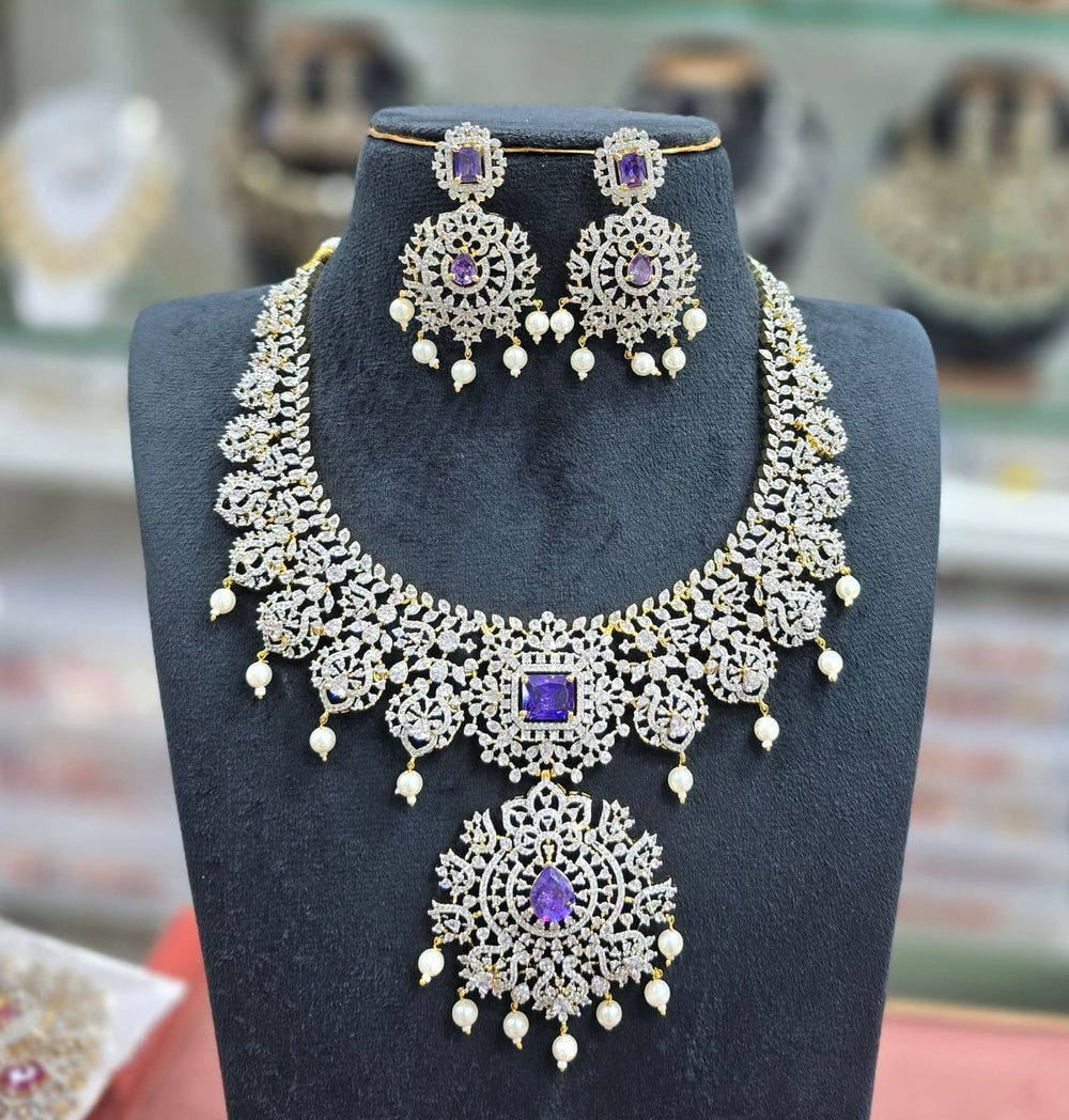 American Diamond Stones Bridal Necklace