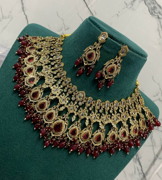 Victorian Polish with AD Stones Bridal Choker - Nakshatra Jewels