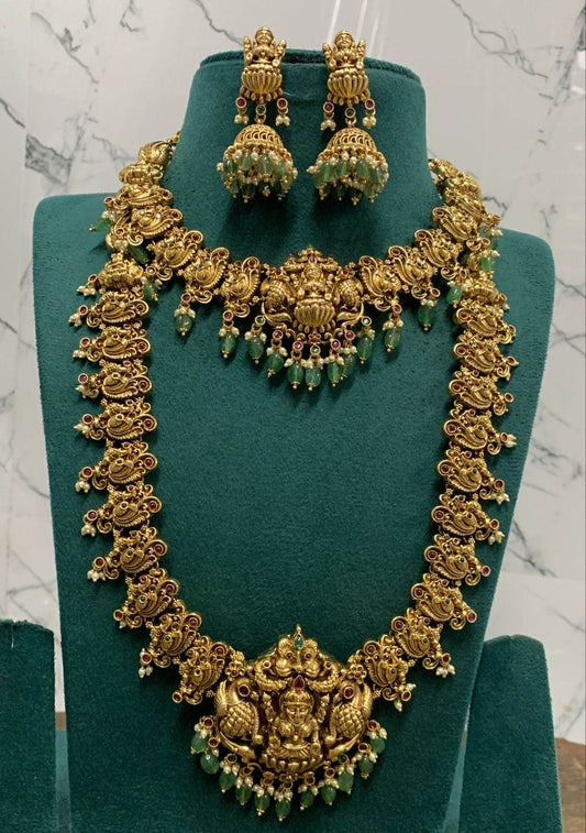 Nakshi Work with kemp Stones Bridal Combo Set - Nakshatra Jewels