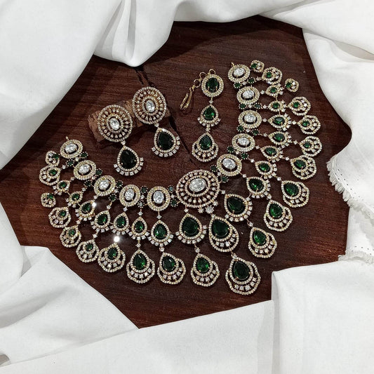 Victorian Polish with AD Stones Necklace - Nakshatra Jewels
