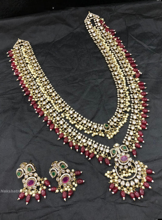 Victorian Polish AD Stones Bridal Layer Haram