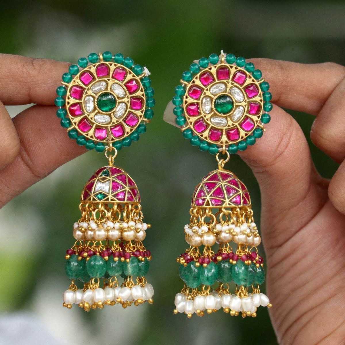 Jaadu Kundan Stones Bridal Earrings