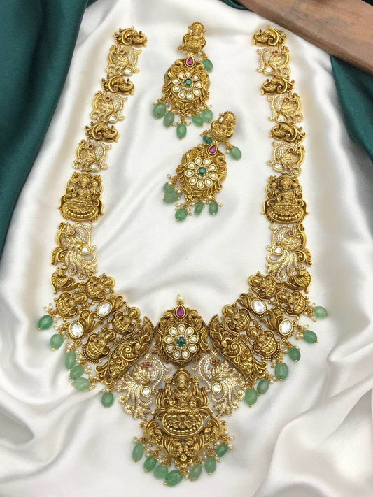 Nagasi Work withAD Stones Bridal Haram - Nakshatra Jewels