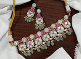 Mossanite with Kundan Stones Bridal Necklace - Nakshatra Jewels
