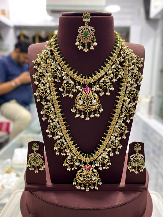 Nakshi Work with Kundan Stones Bridal Combo Set