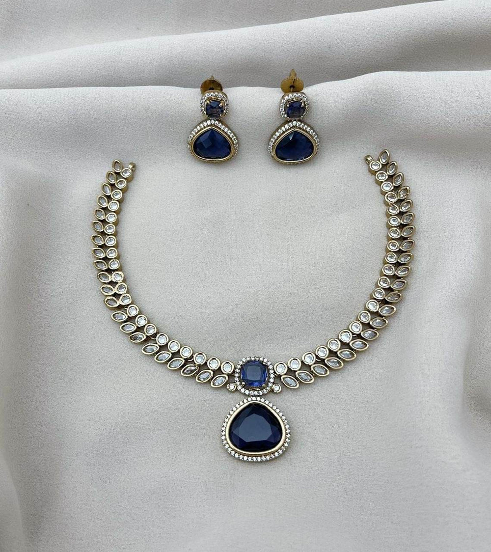 Victorian Polish AD Stones Necklace - Nakshatra Jewels