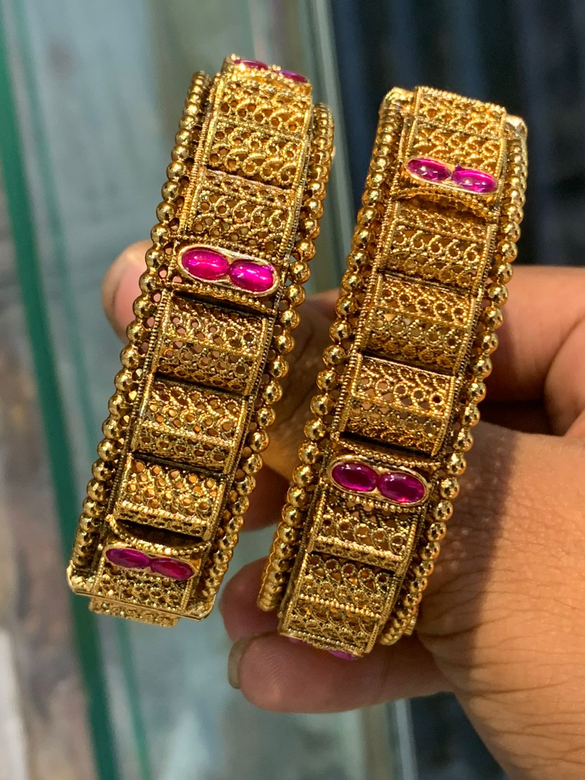 Premium Matt with Kundan Stones Openable Bangles