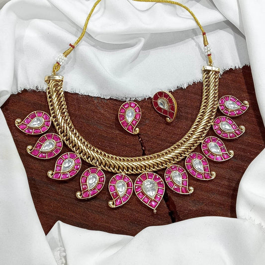 Jadau Kundan Stones Bridal Necklace - Nakshatra Jewels