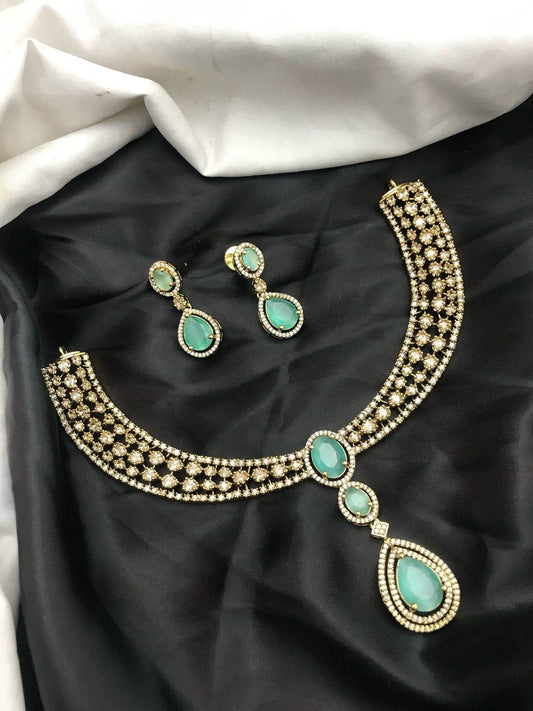 Victorian Polish AD Stones Necklace - Nakshatra Jewels