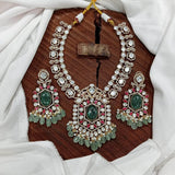 Mossanite with Kundan Stones Bridal Necklace - Nakshatra Jewels