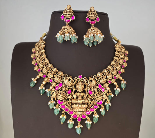Nakshi Work with Kundan Stones Bridal Necklace