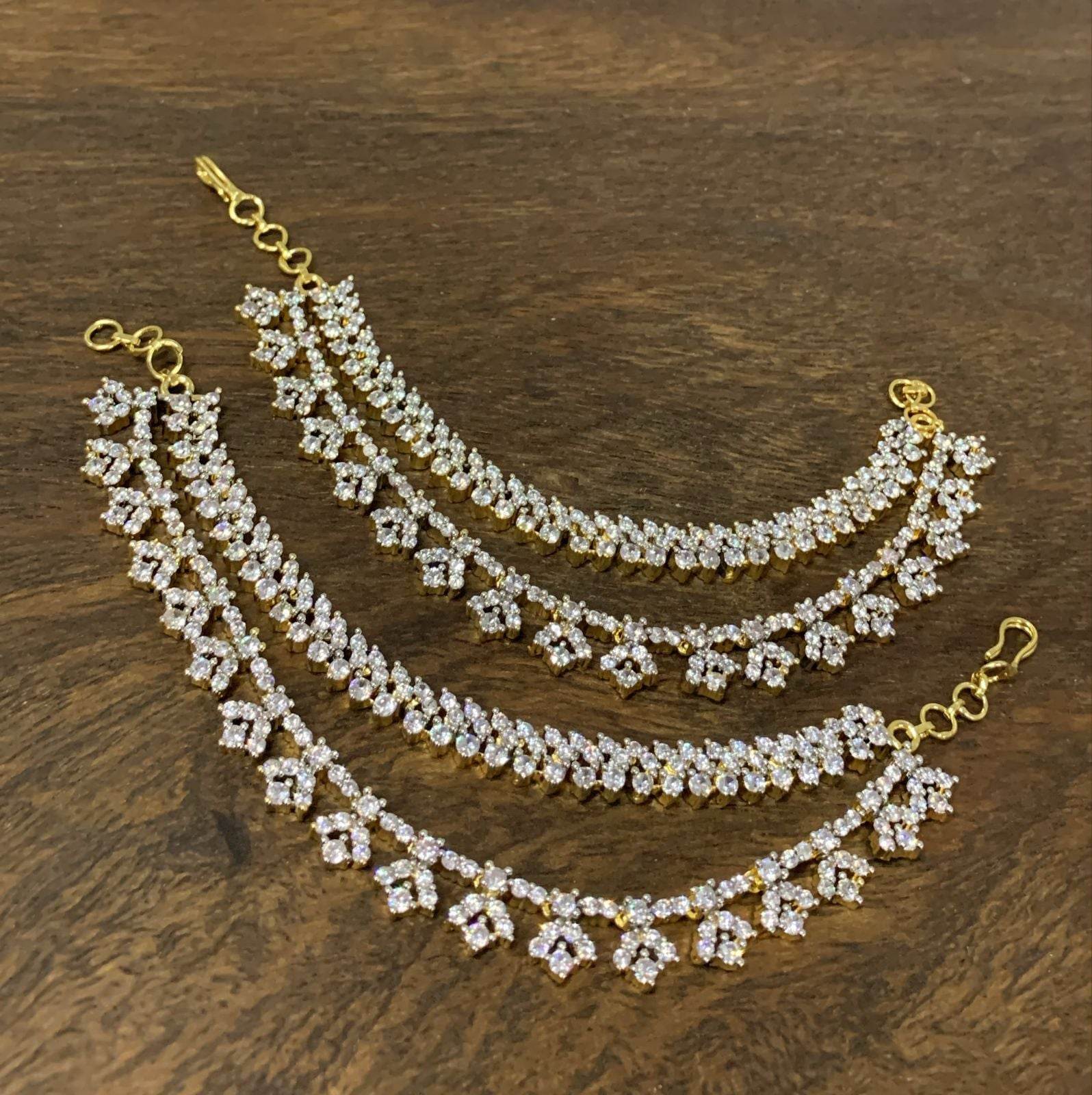 AD Stones Ear Chains - Nakshatra Jewels