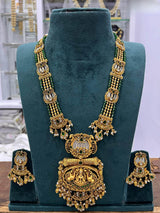 Nagasi work with Kempu Stones Pendent Beads Haram - Nakshatra Jewels