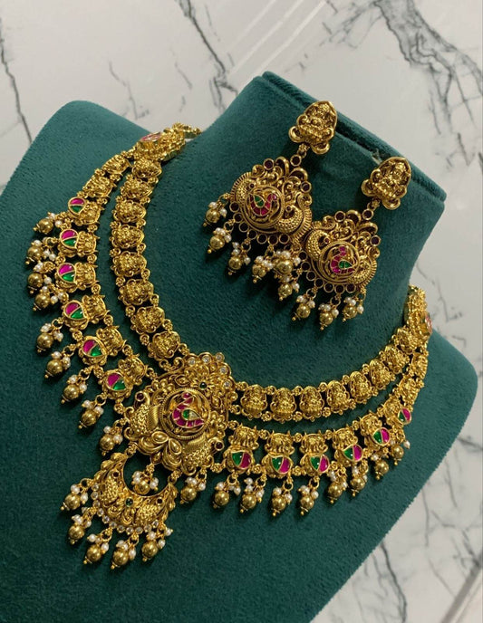 Nakshi Work with Kundan stones Bridal Necklace - Nakshatra Jewels