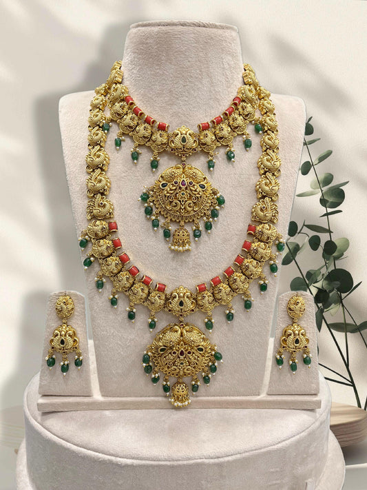 Nakshi Work with Coral Beads Bridal Combo Set