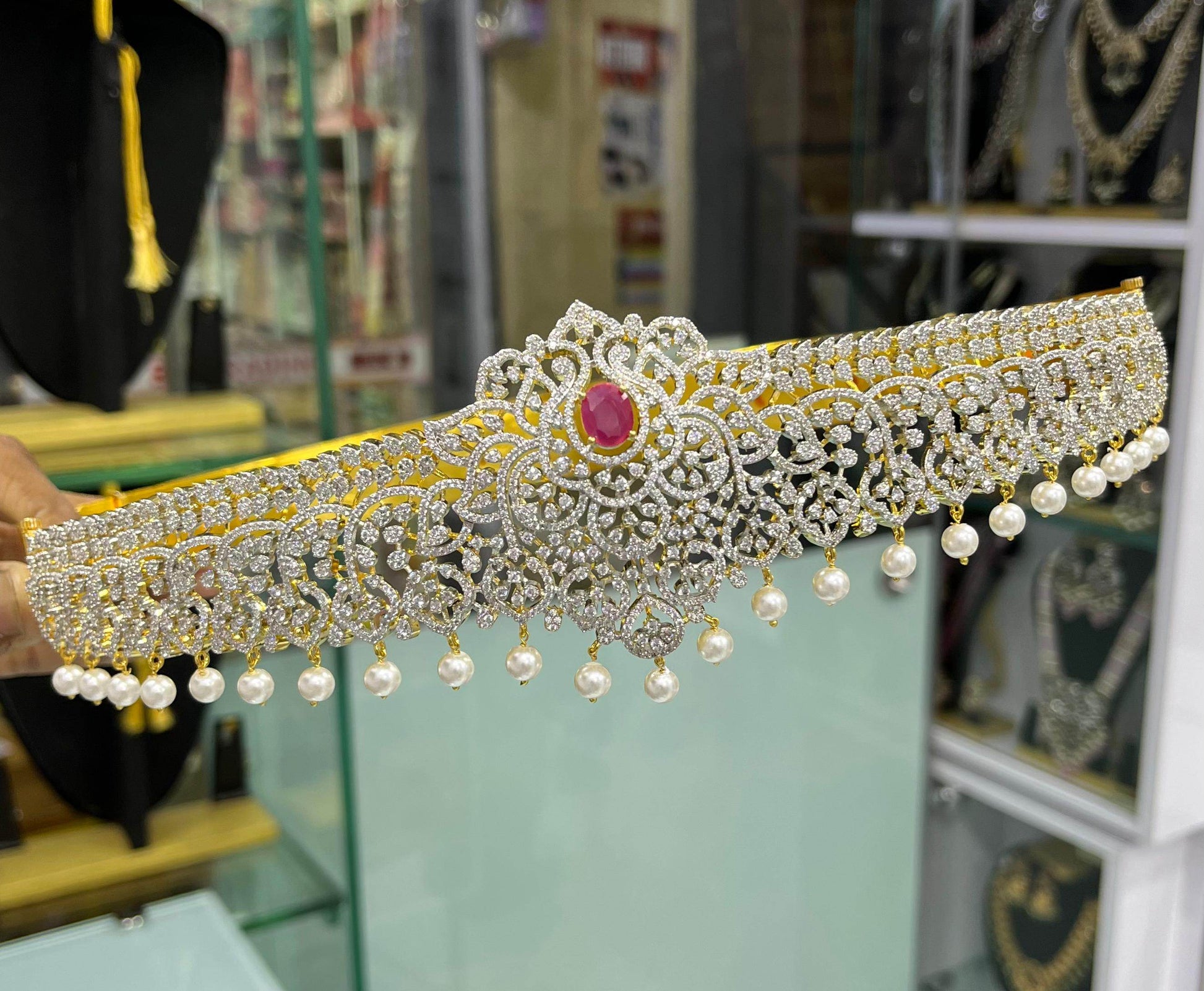 American Diamond Stones Bridal Hip Belt - Nakshatra Jewels