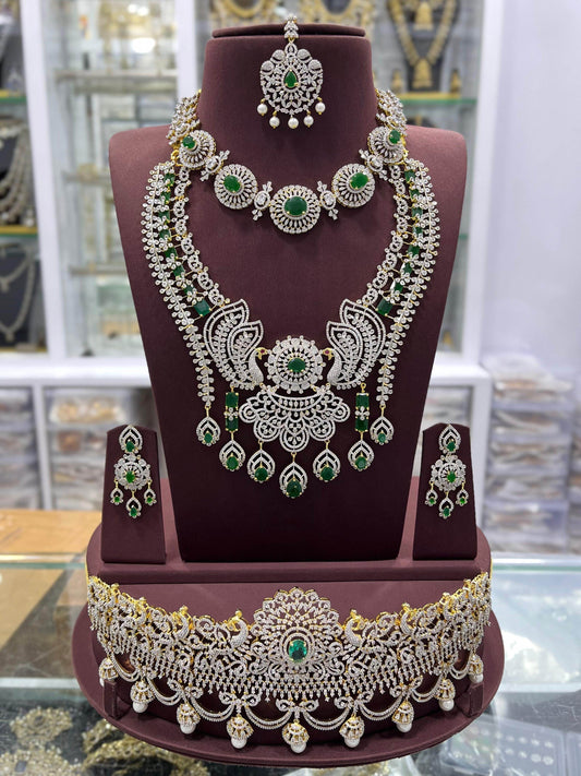 American Diamond Stones Bridal Combo Set - Nakshatra Jewels