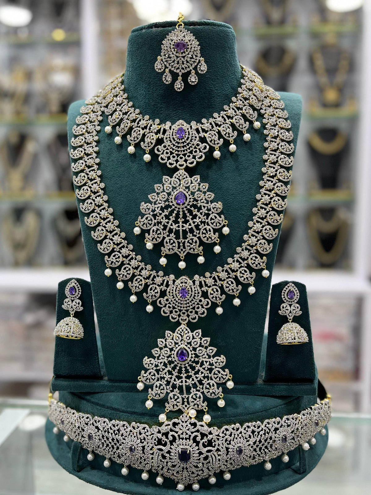 American Diamond Stones Bridal Combo Set
