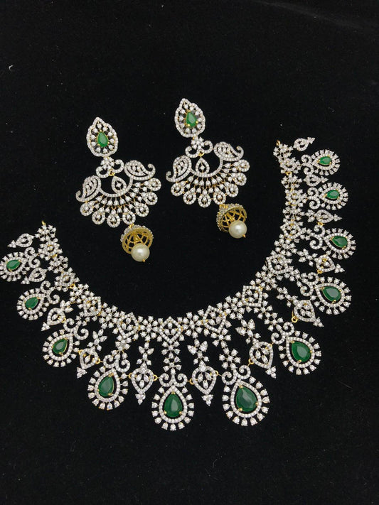 American Diamond Stone Bridal Necklace - Nakshatra Jewels