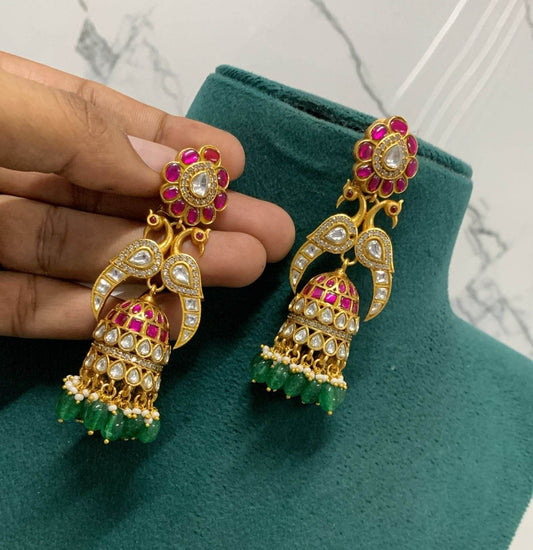 Jaadu Kundan Stones Bridal Earrings - Nakshatra Jewels