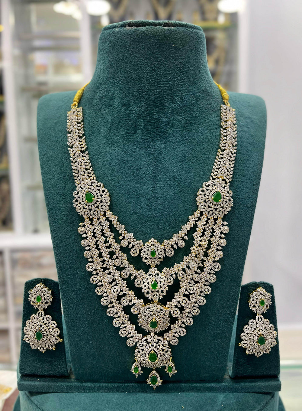 American Diamond Stones Bridal Layer Haram - Nakshatra Jewels