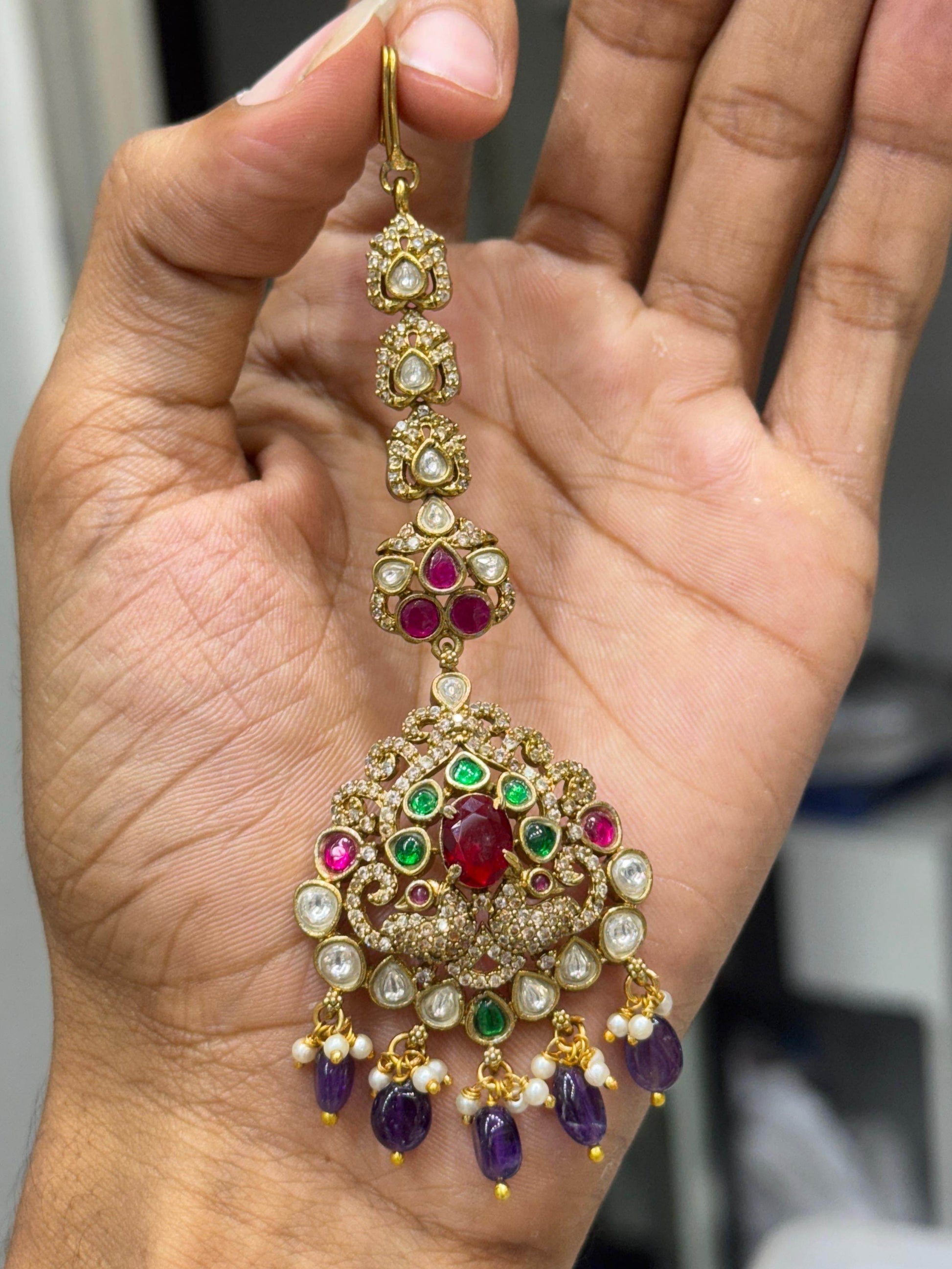 Victorian Polish AD Stones Tikka - Nakshatra Jewels