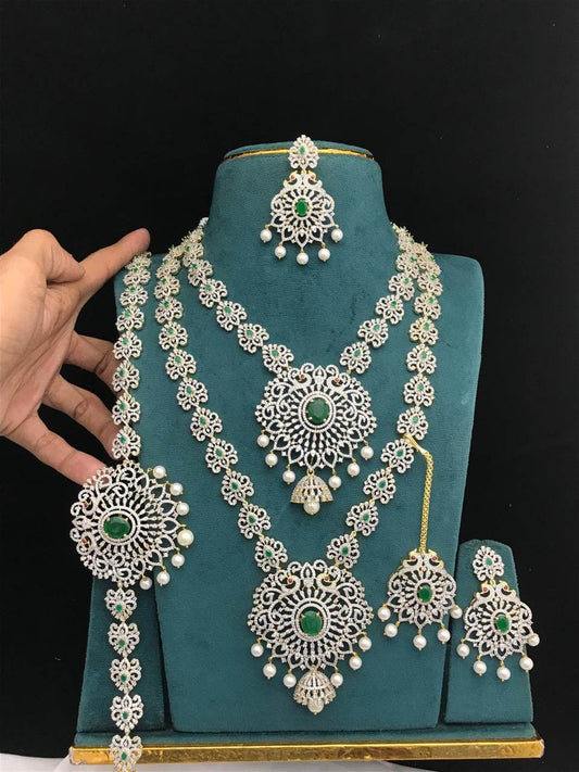 American Diamond Stones Bridal Combo - Nakshatra Jewels