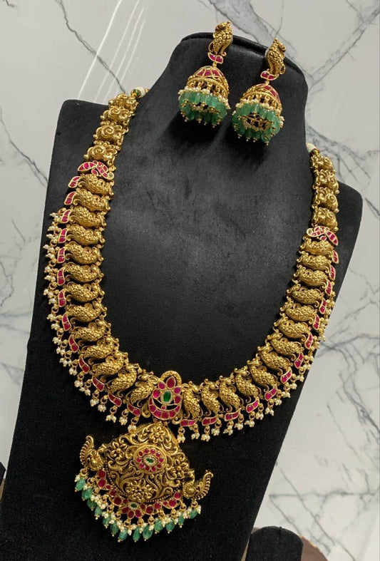Nagasi work with jadua Kundan Stones Haram - Nakshatra Jewels
