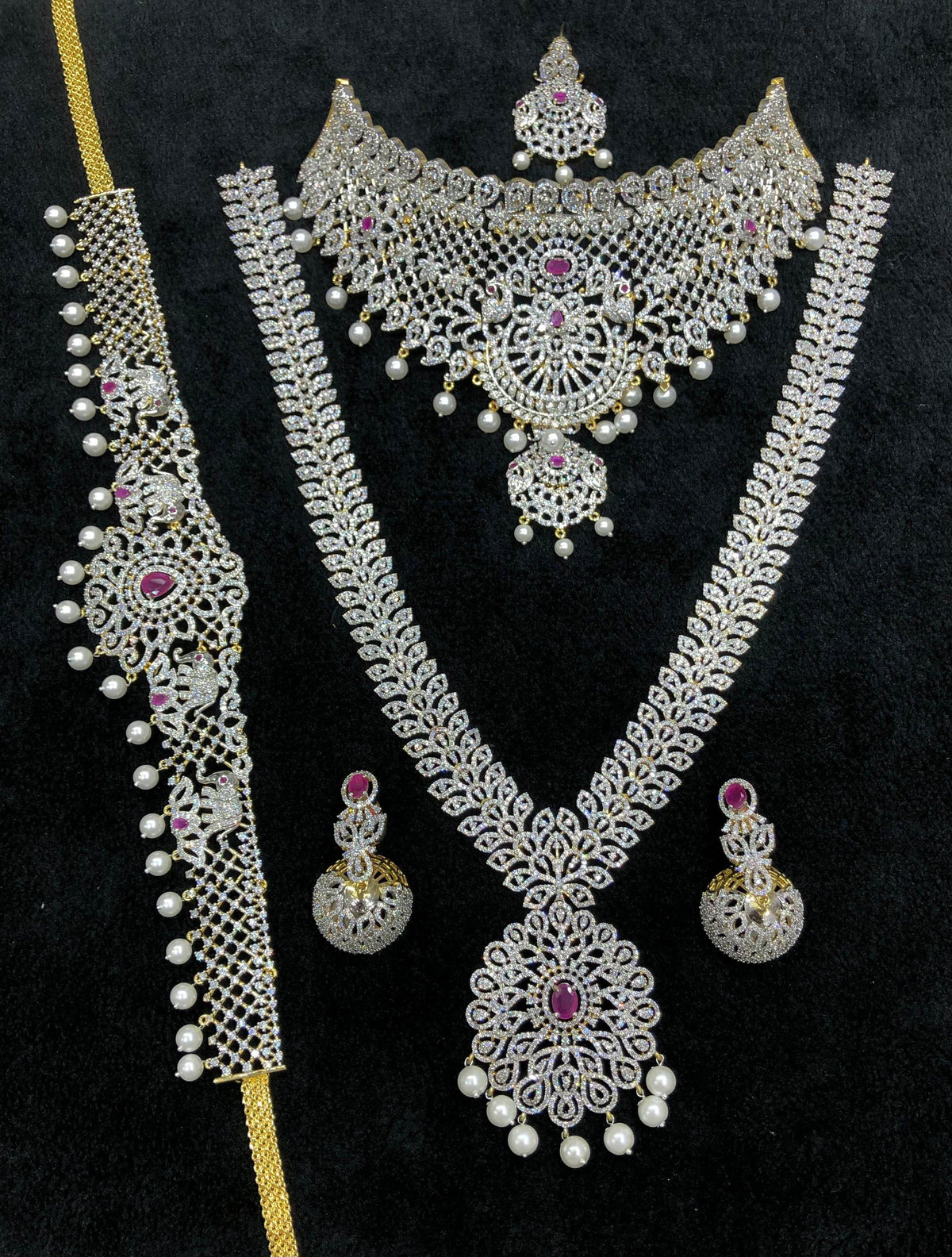 American Diamond Stones Bridal Combo Set