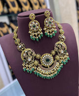 Nakshi Work with AD and Mossianite Stones Bridal Necklace