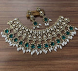 Victorian Polish AD & Moissanite Stones Bridal Neck Set - Nakshatra Jewels