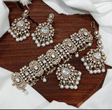 Victorian Polish with Moissanite Stones Bridal Choker - Nakshatra Jewels