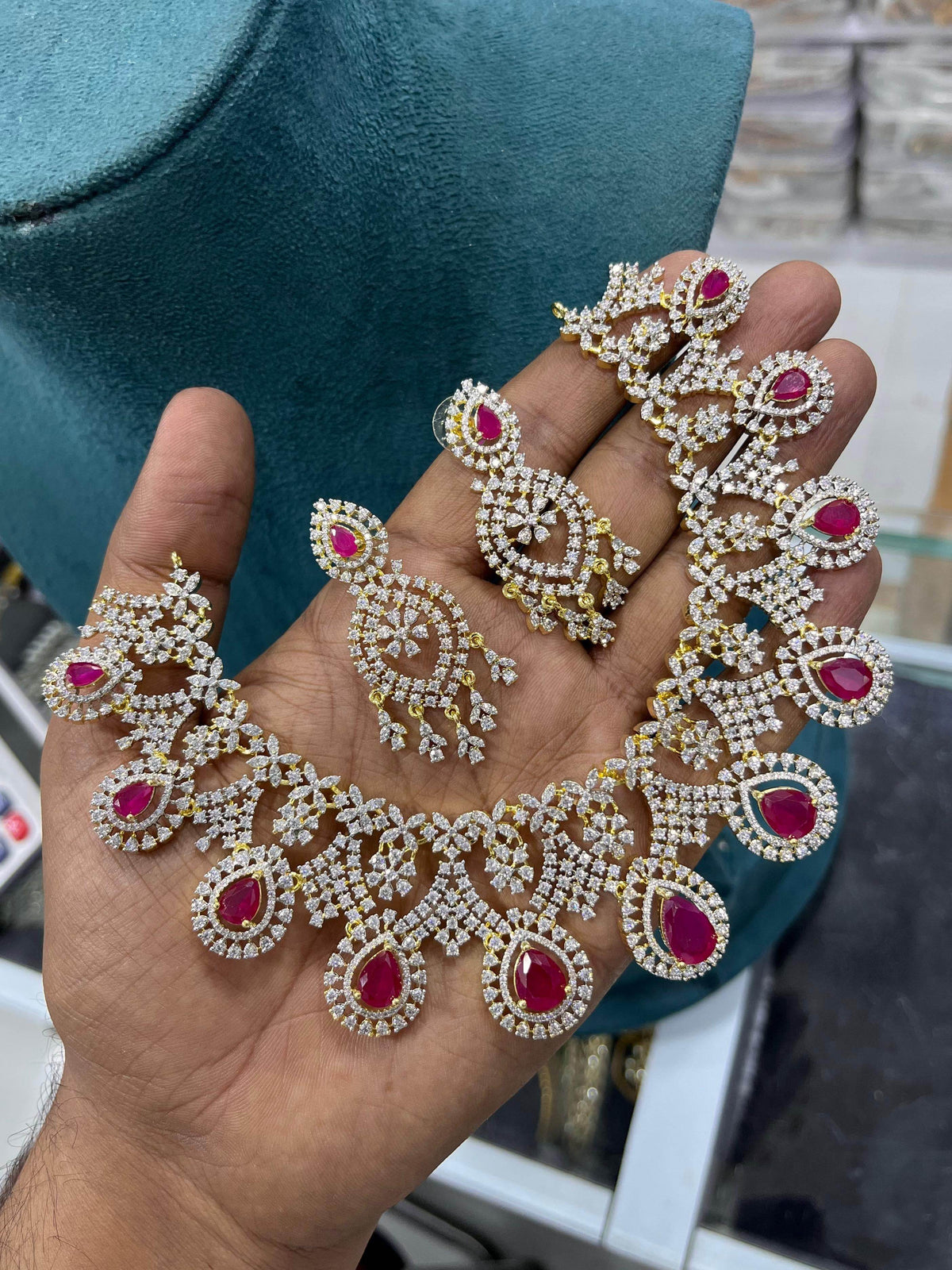 American Diamond Stones Bridal Necklace