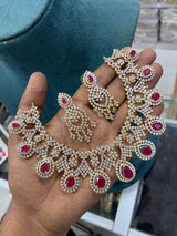 American Diamond Stones Bridal Necklace - Nakshatra Jewels