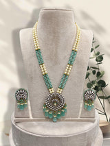 Victorian Polish with Mossianite Stones Pendent with Beads Mala