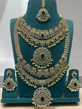 Victorian Polish with AD Stones Bridal Combo - Nakshatra Jewels