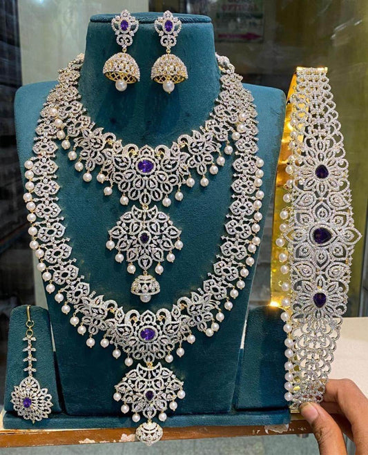 American Diamond Stones Bridal Set - Nakshatra Jewels
