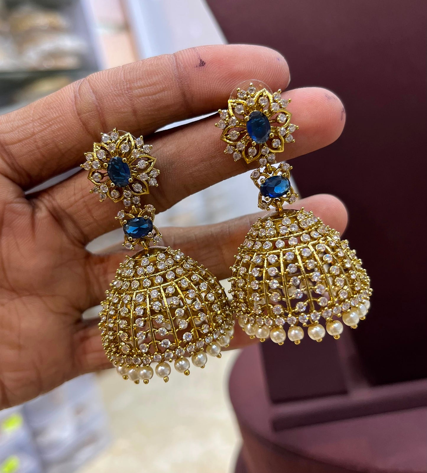 Victorian Polish AD Stone Earrings
