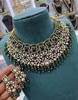 Victorian Polish with AD & Moissanite Stones Bridal Choker - Nakshatra Jewels