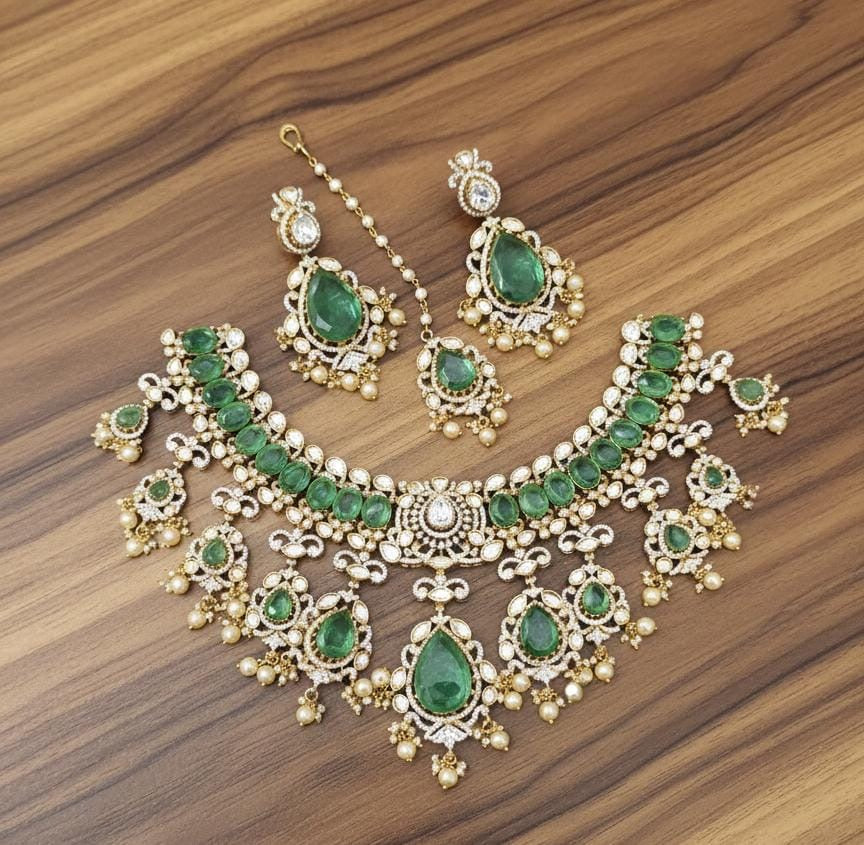 Mossianite and AD Stones Bridal Necklace