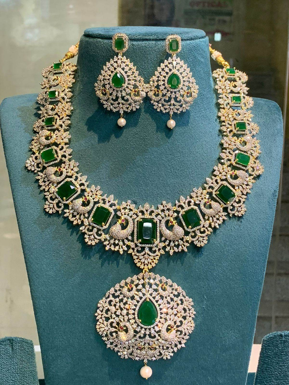 American Diamond Stones Bridal Medium Haram - Nakshatra Jewels
