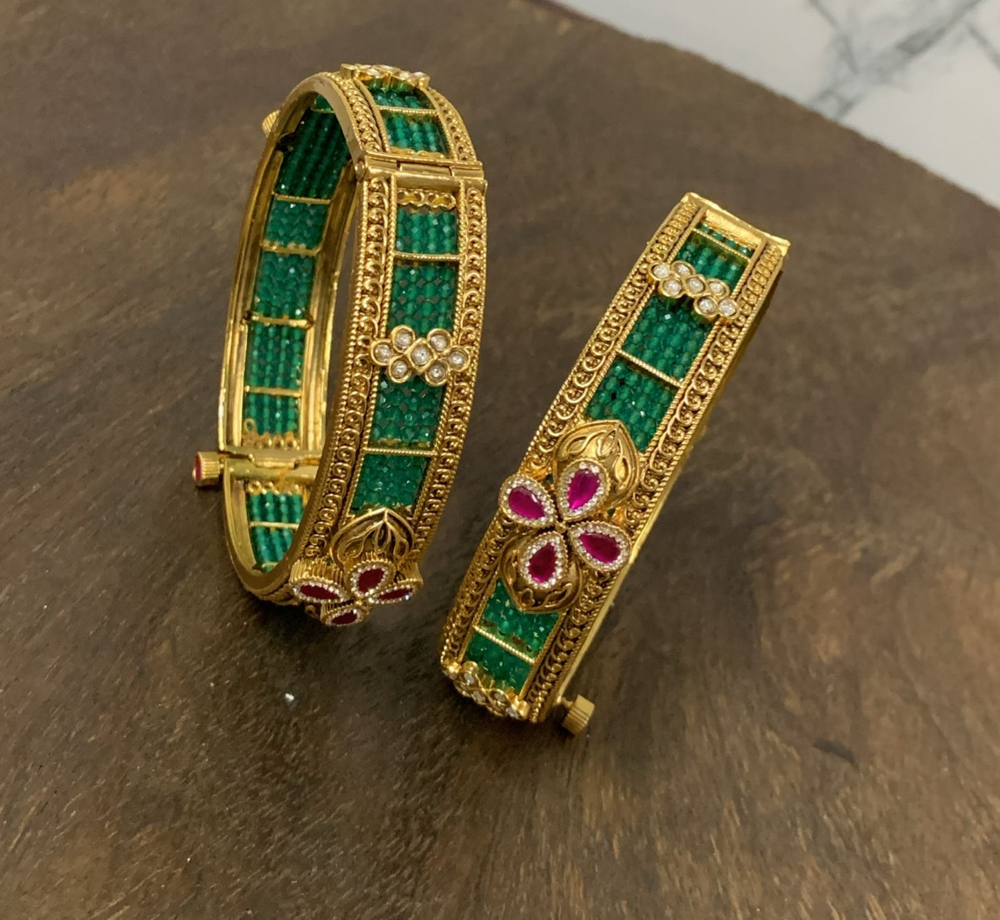 Kundan Stone Bangles (Openable)