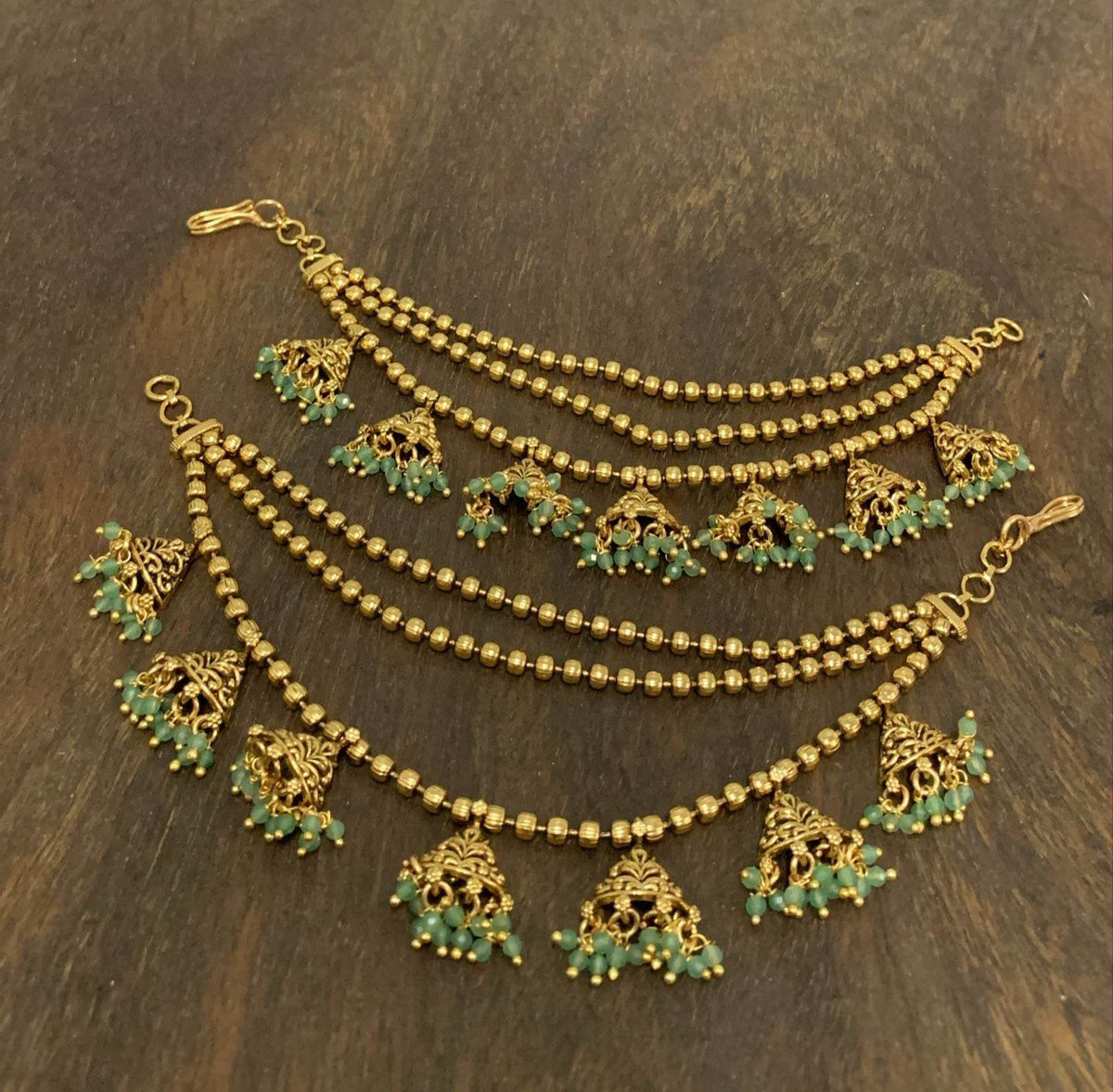 Premium Matt with Kempu Stones Ear Chains