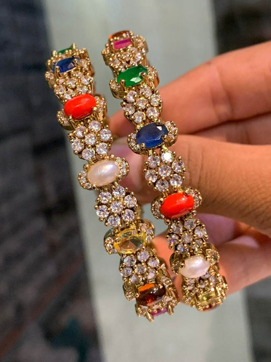 Victorian Polish AD Stone Bangles - Nakshatra Jewels