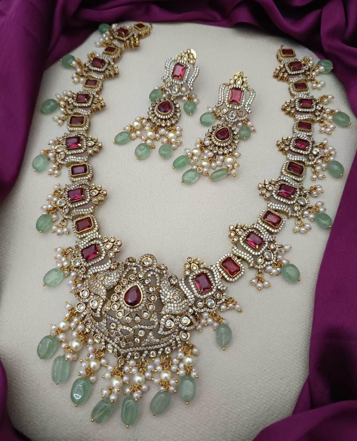 Victorian Polish with AD Stones Bridal Haram