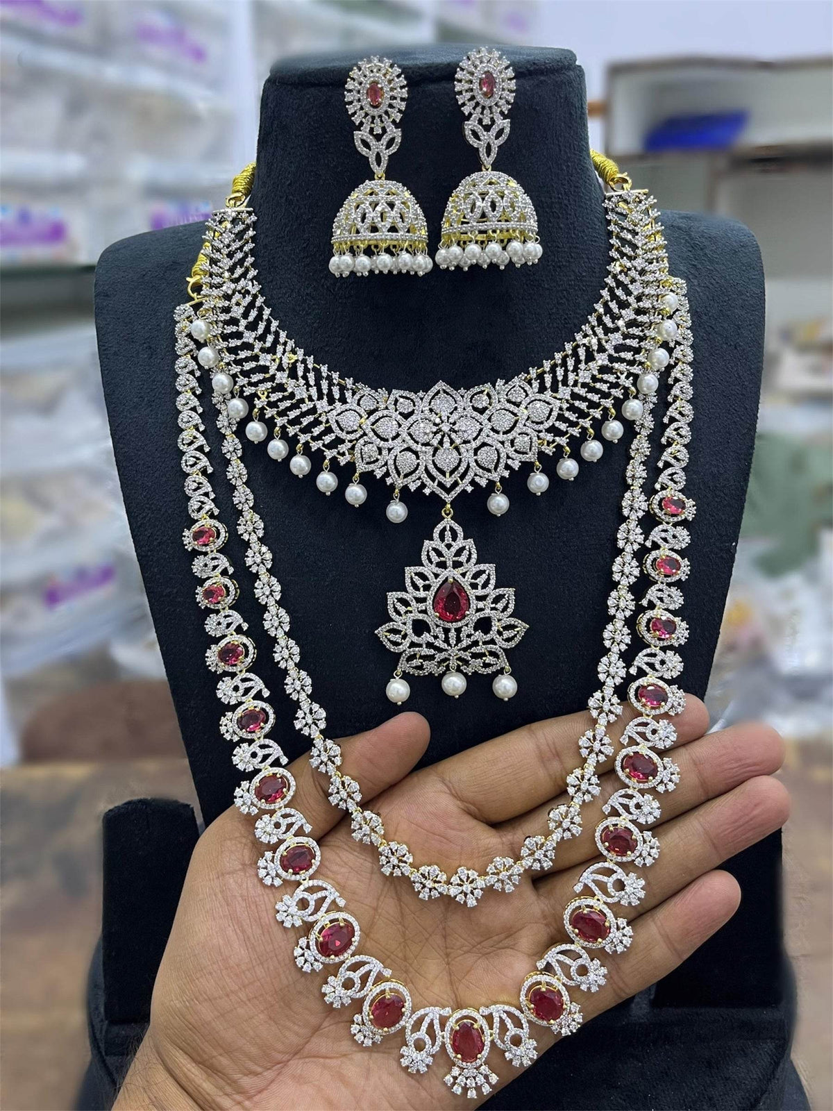American Diamond Stones Bridal Combo Set