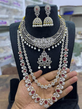 American Diamond Stones Bridal Combo Set - Nakshatra Jewels