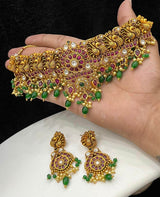 Nagasi work with Kempu Stones Bridal Choker - Nakshatra Jewels