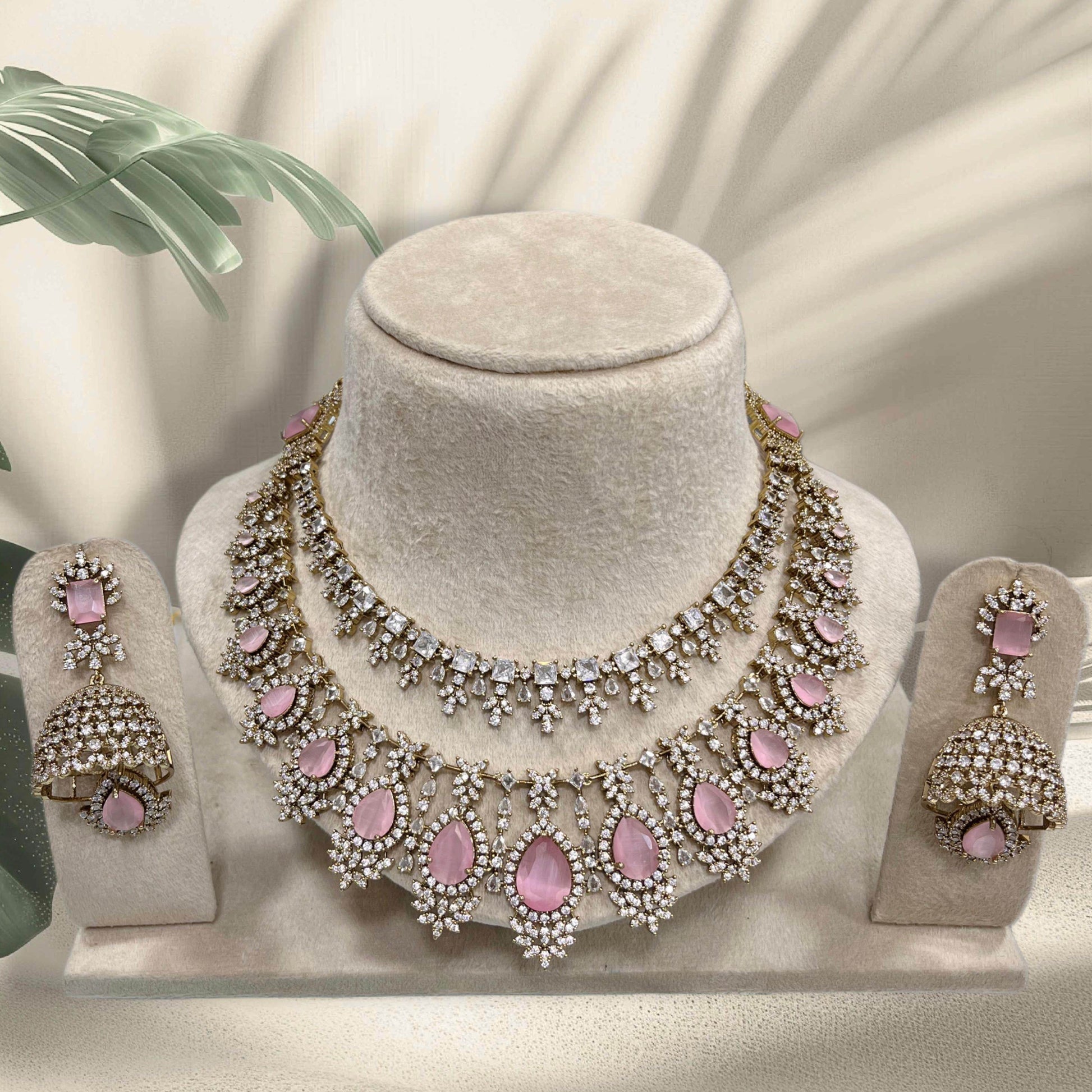 AD with Doublet Stone Layer Necklace - Nakshatra Jewels